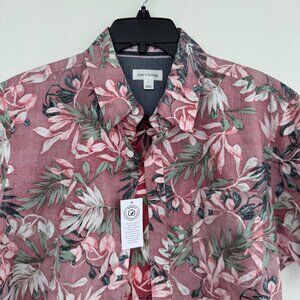 NEW: Sun & Stone Hawaiian LARGE Men's Floral Casual Short Sleeve Shirt